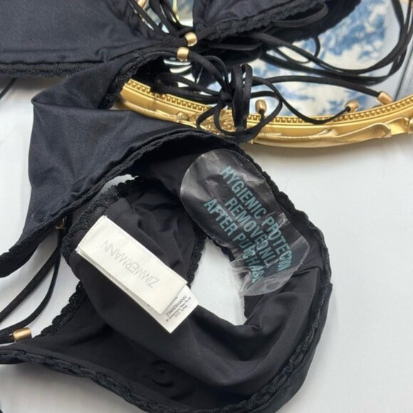 🆕 ZIMMERMANN 🧿 NWOT Vitali Trimmed Mini Tri Bikini, Black, Sz 2 - US 6 / 8 - Picture 14 of 15